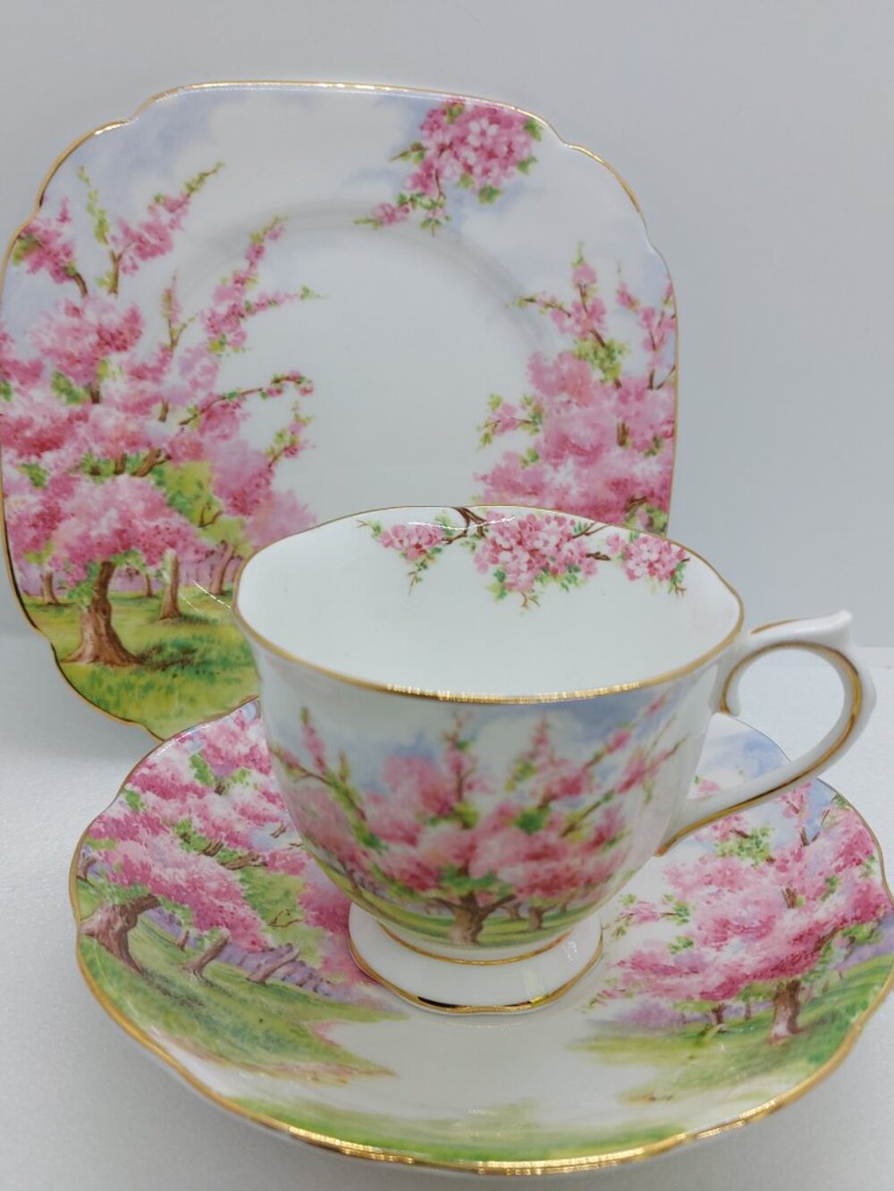 Vintage Royal Albert Blossom Time Tea Cup & Saucer Trio  Bone China England
